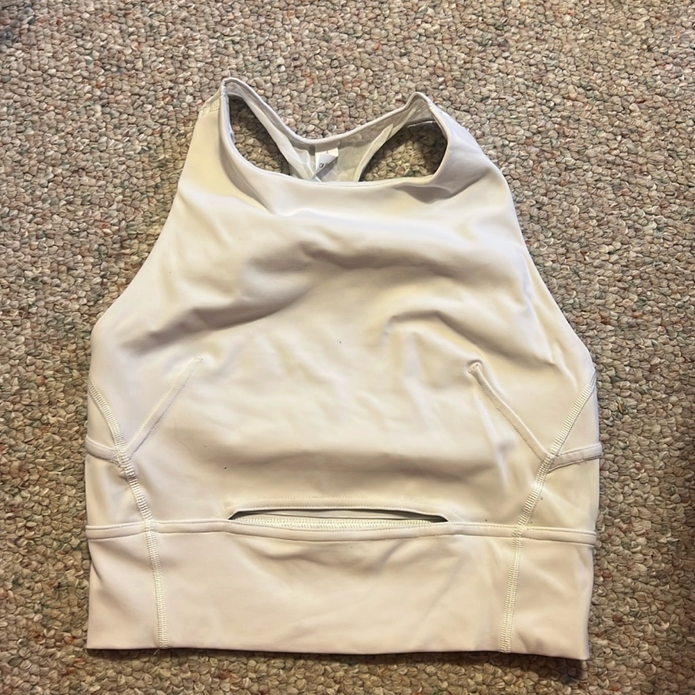 white lulu tank top (cut out in the stomach area)